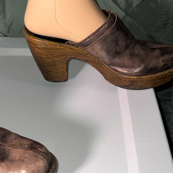 Born 'Ibra' Platform Slide Clogs‎ Moro Metallic Leather US 7  *GS9 - Picture 3 of 8